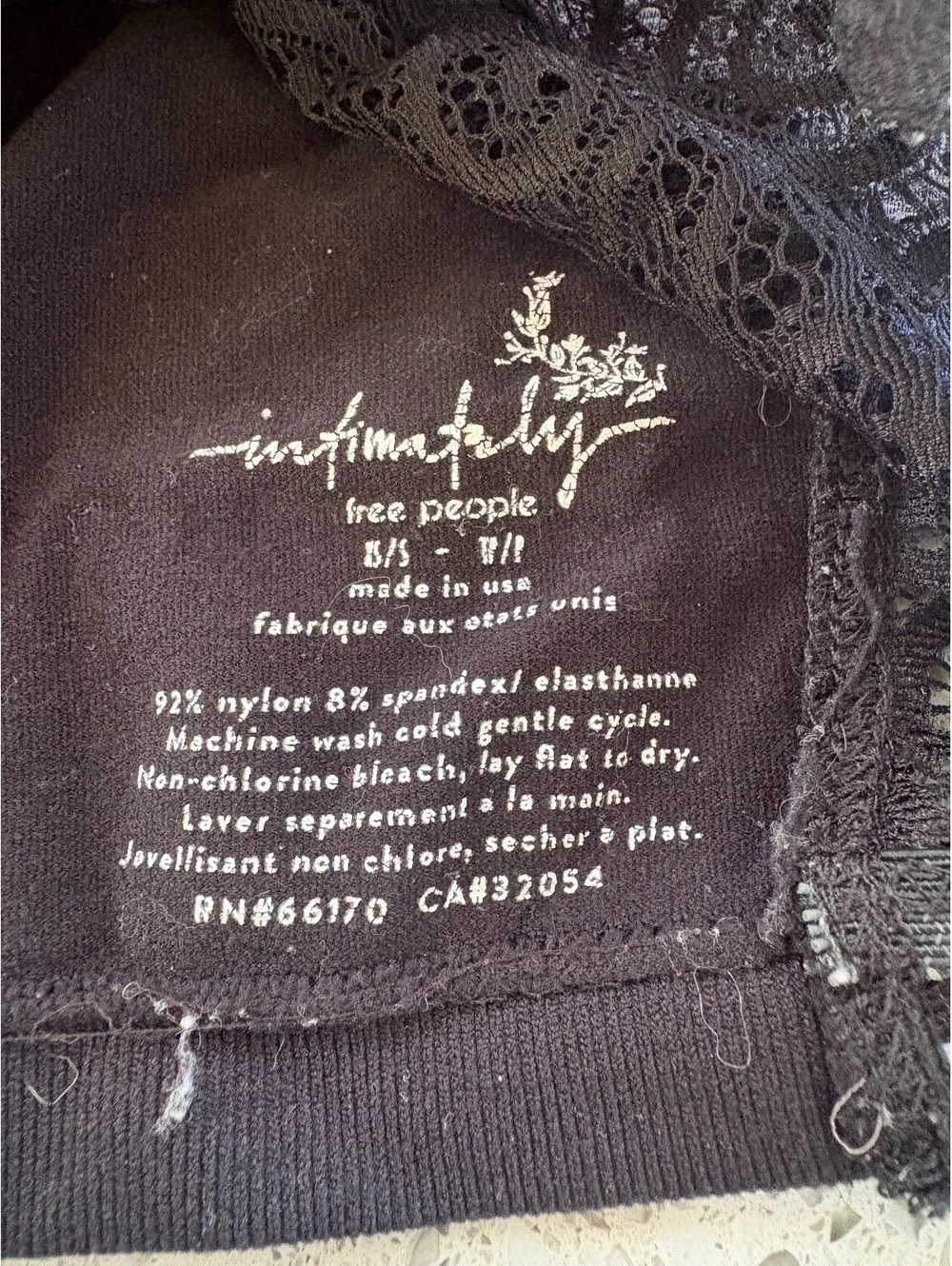 Free People Intimately Black Lace Bandeau Bra Top Size XS/S